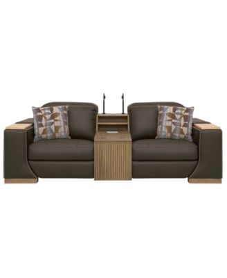 Holtman 3-Piece Leather Sectional Sofa Set with 2 Power Recliners and Console