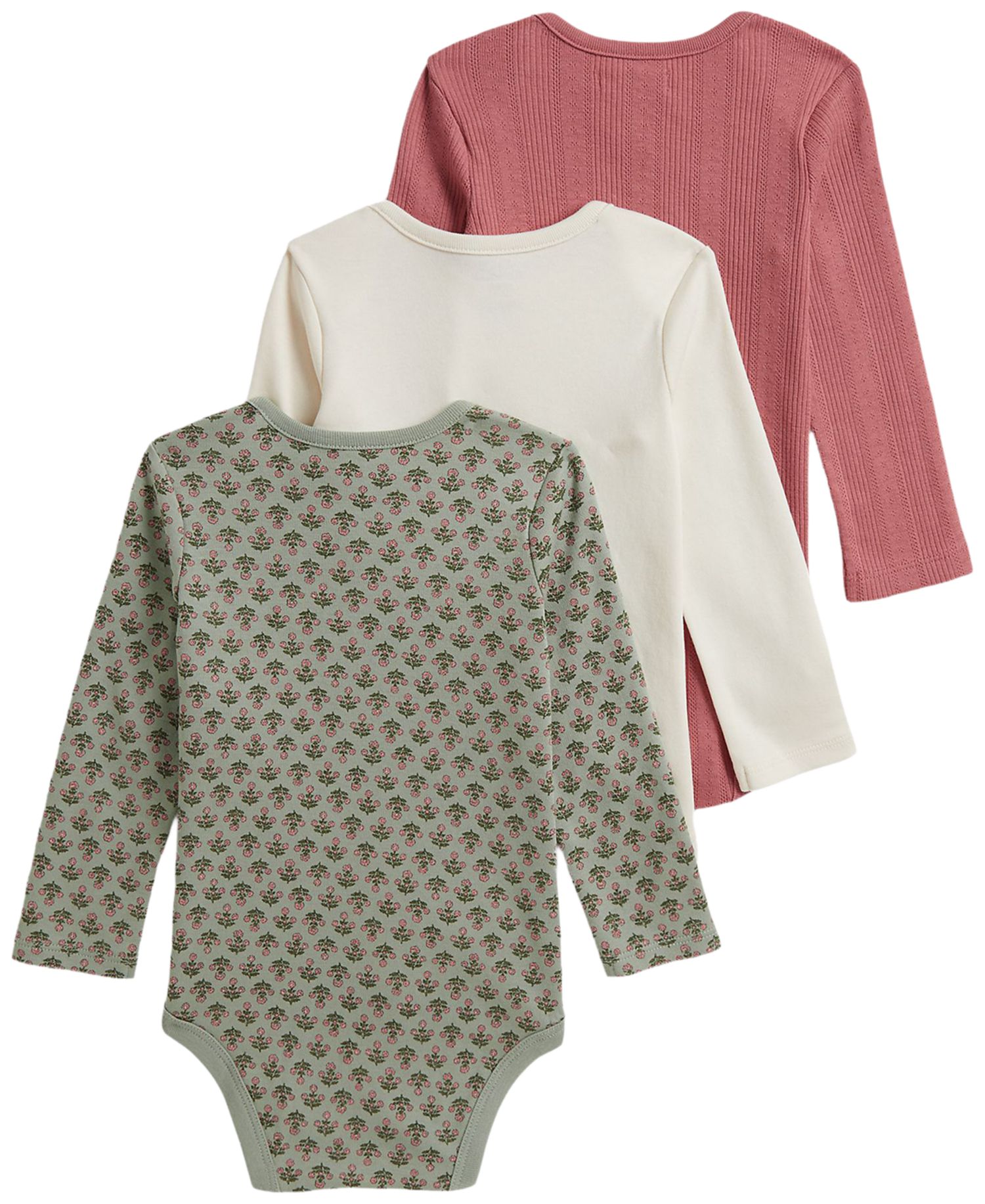 Baby Girls' Long-Sleeve Bodysuit, 3-Pack
