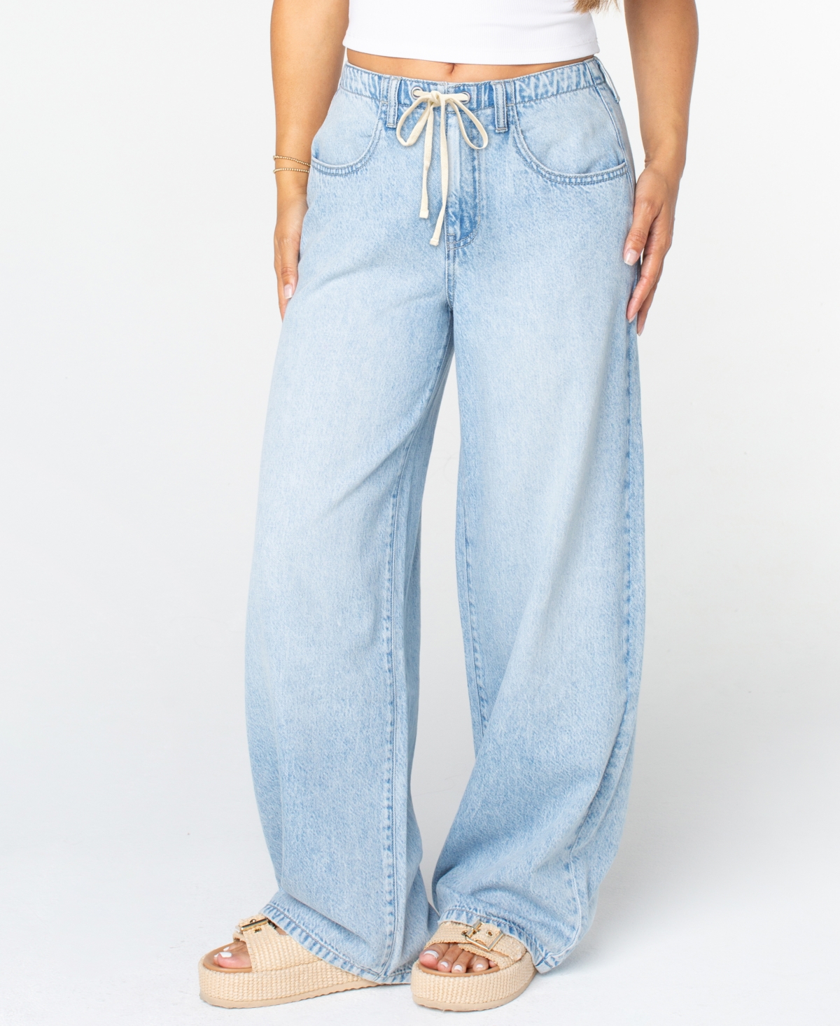 Celebrity Pink Juniors' Drawstring-Waist Wide-Leg Jeans