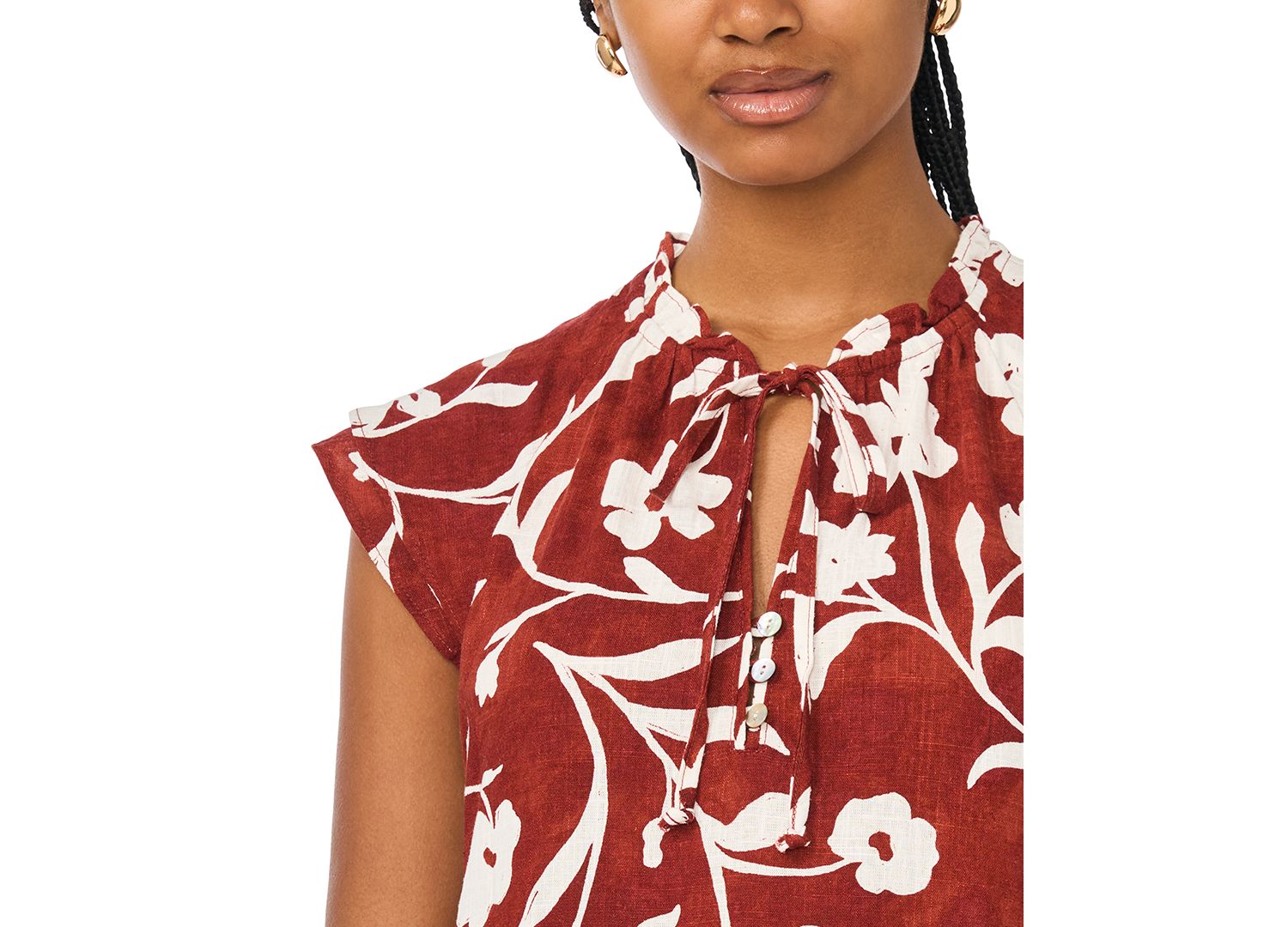 Women’s Floral Linen Blend Tiered Dress