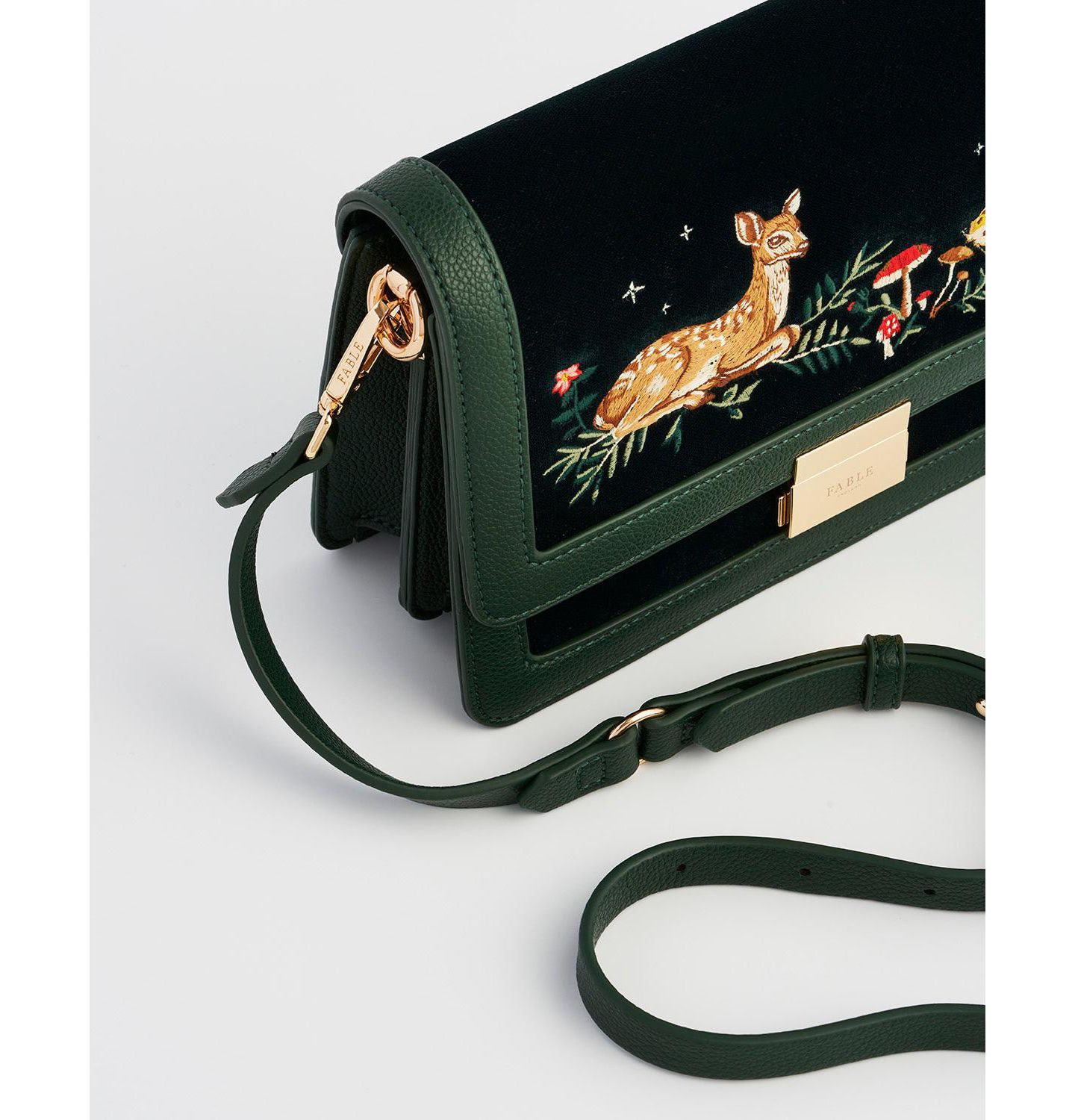 Женская сумка Fable England Fawn Embroidered Crossbody, цвет: Зелёный — фото 5