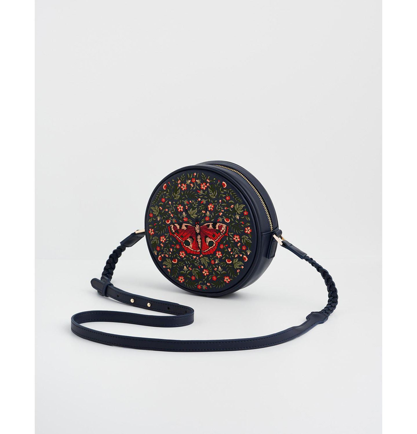 Женская сумка Fable England Butterfly Embroidered Circle, цвет: Тёмно-синий — фото 5