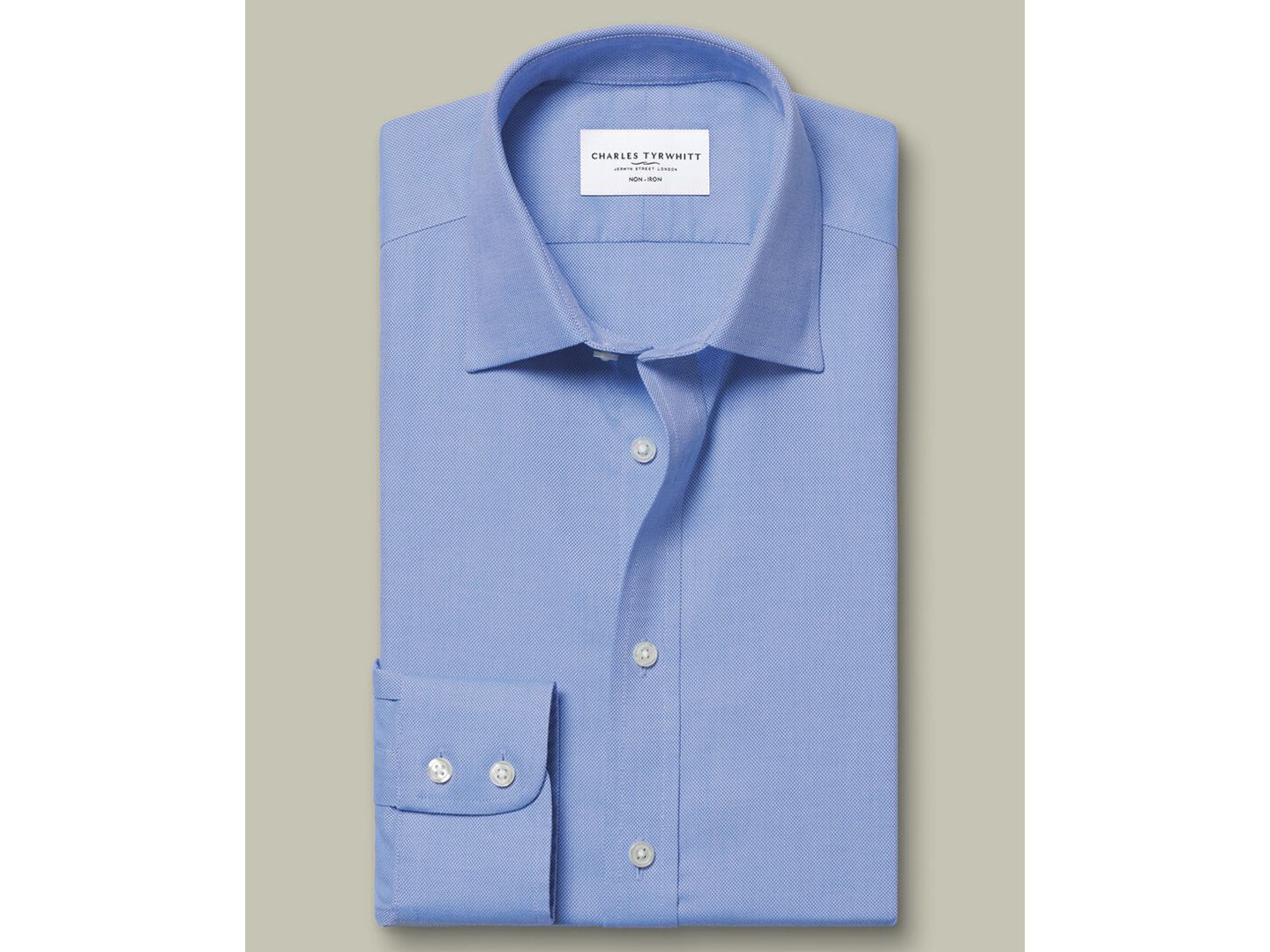 Мужская рубашка Charles Tyrwhitt Classic Collar Solid Dress Shirt, цвет: Средний синий — фото 4