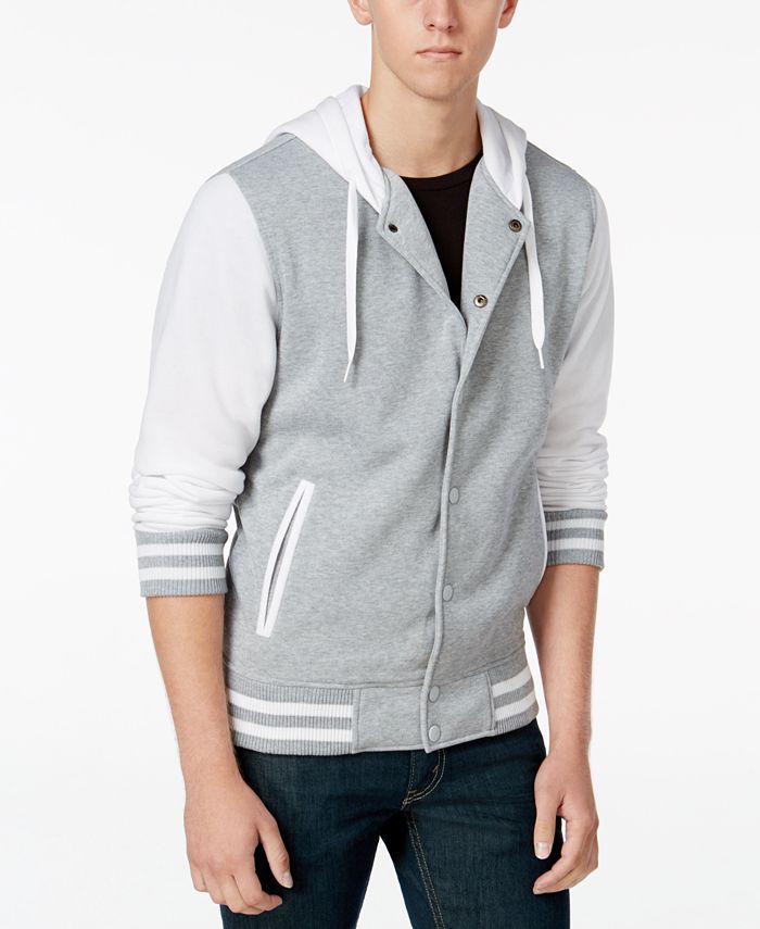 Men's hooded varsity jacket cheap