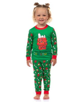 Toddler Snoopy Wake Me When It's Christmas 2Peaces Tight-Fit Sleep Set Loungewear
