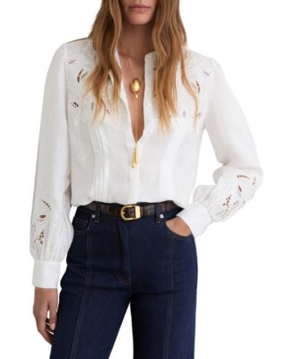 Women's Linen Embroidered Blouse Shirt