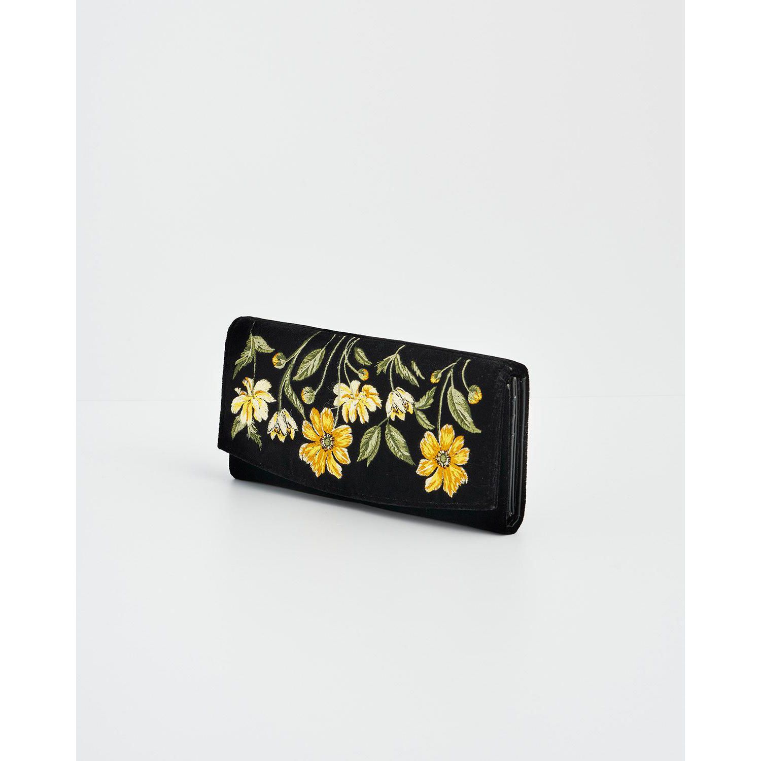 Botanical Velvet Embroidered Purse Large
