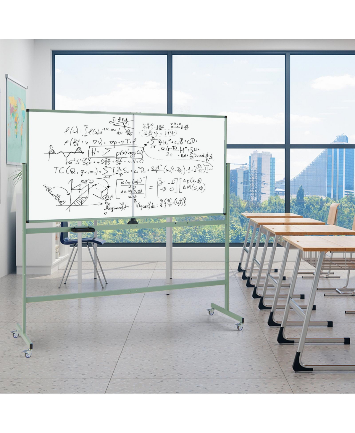Sugift Rolling Double-Sided Magnetic Whiteboard on Wheels with Stand and Aluminum Alloy Frame