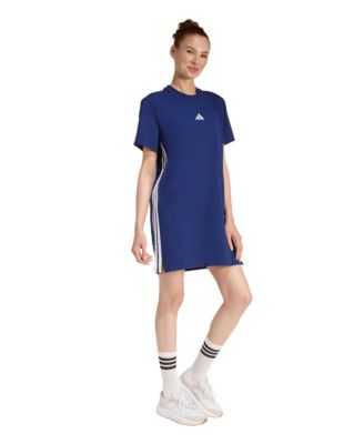 adidas tee shirt dress adidas Women's 3-Stripes Crewneck T-Shirt Dress - Blue