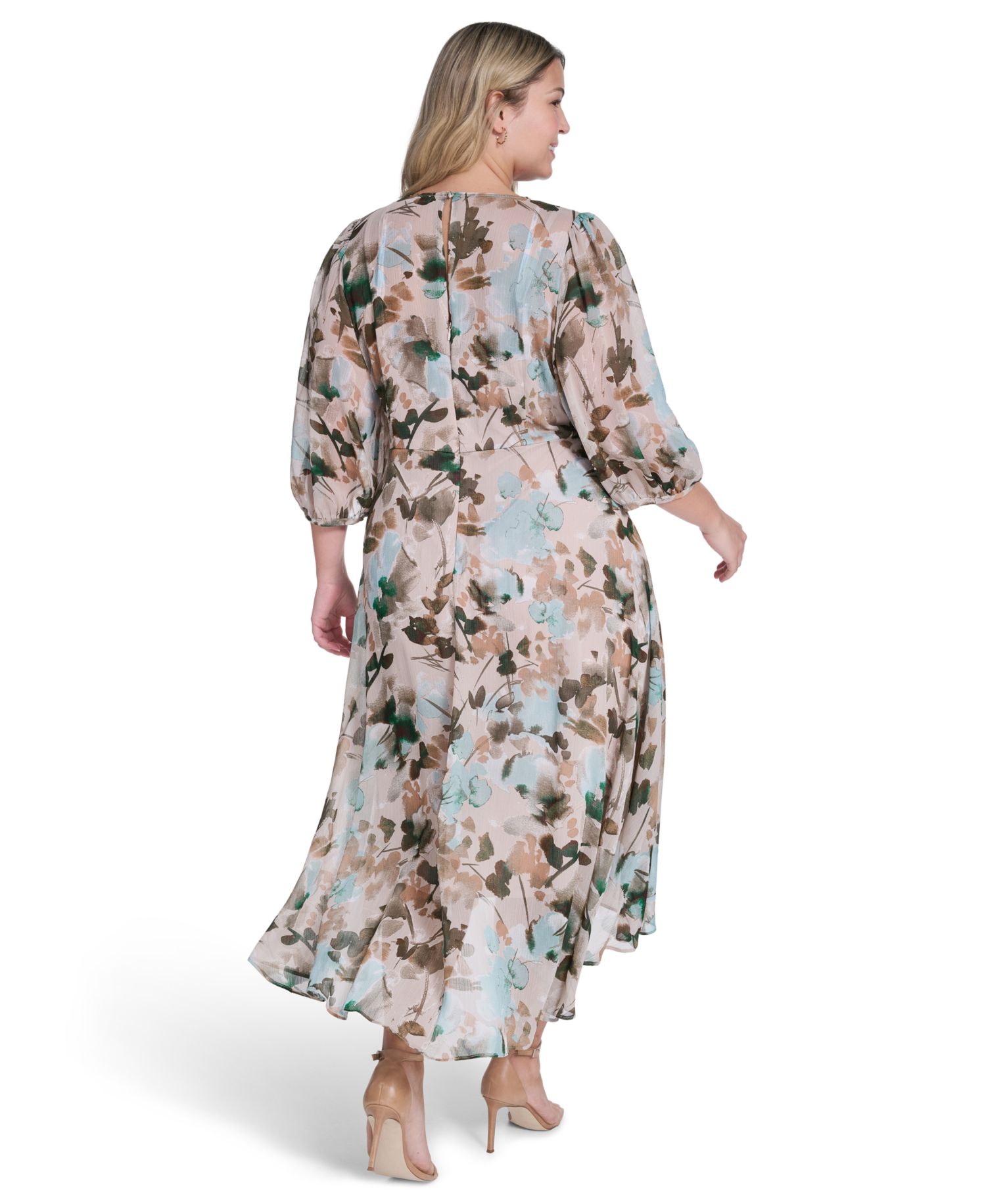 Plus Size Surplice V-Neck Midi Dress