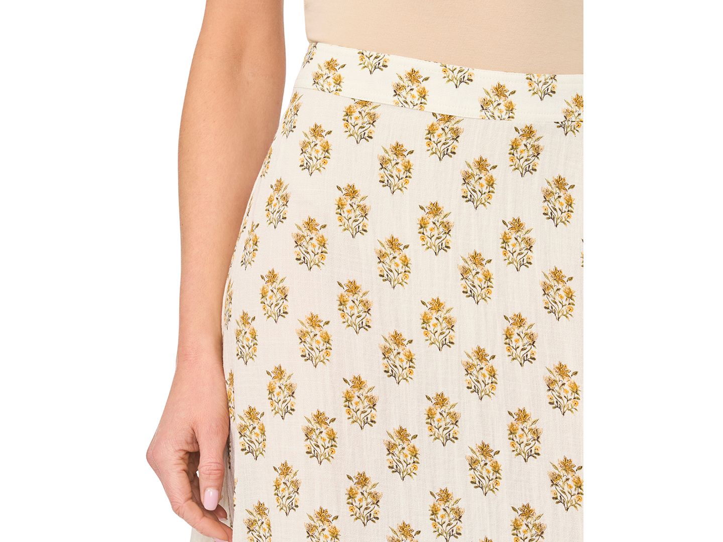 Женская юбка CeCe Printed Zippered A-Line, цвет: Слоновая кость — фото 2