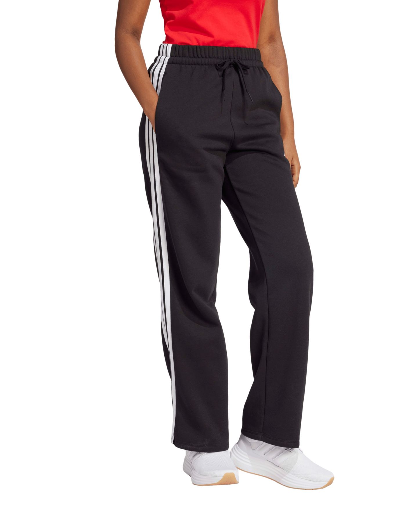 Женские брюки adidas Essentials 3-Stripes Fleece Slim, цвет: Чёрный — фото 3