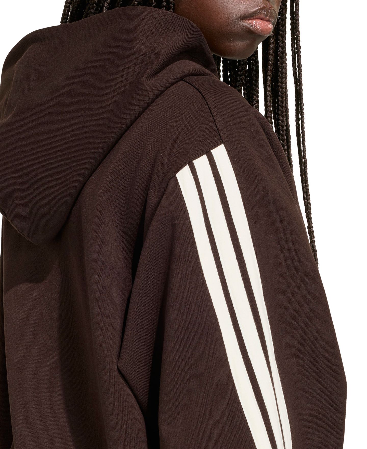 Женское худи adidas 3-Stripes Pull-On, цвет: Кофейный / Белый — фото 4