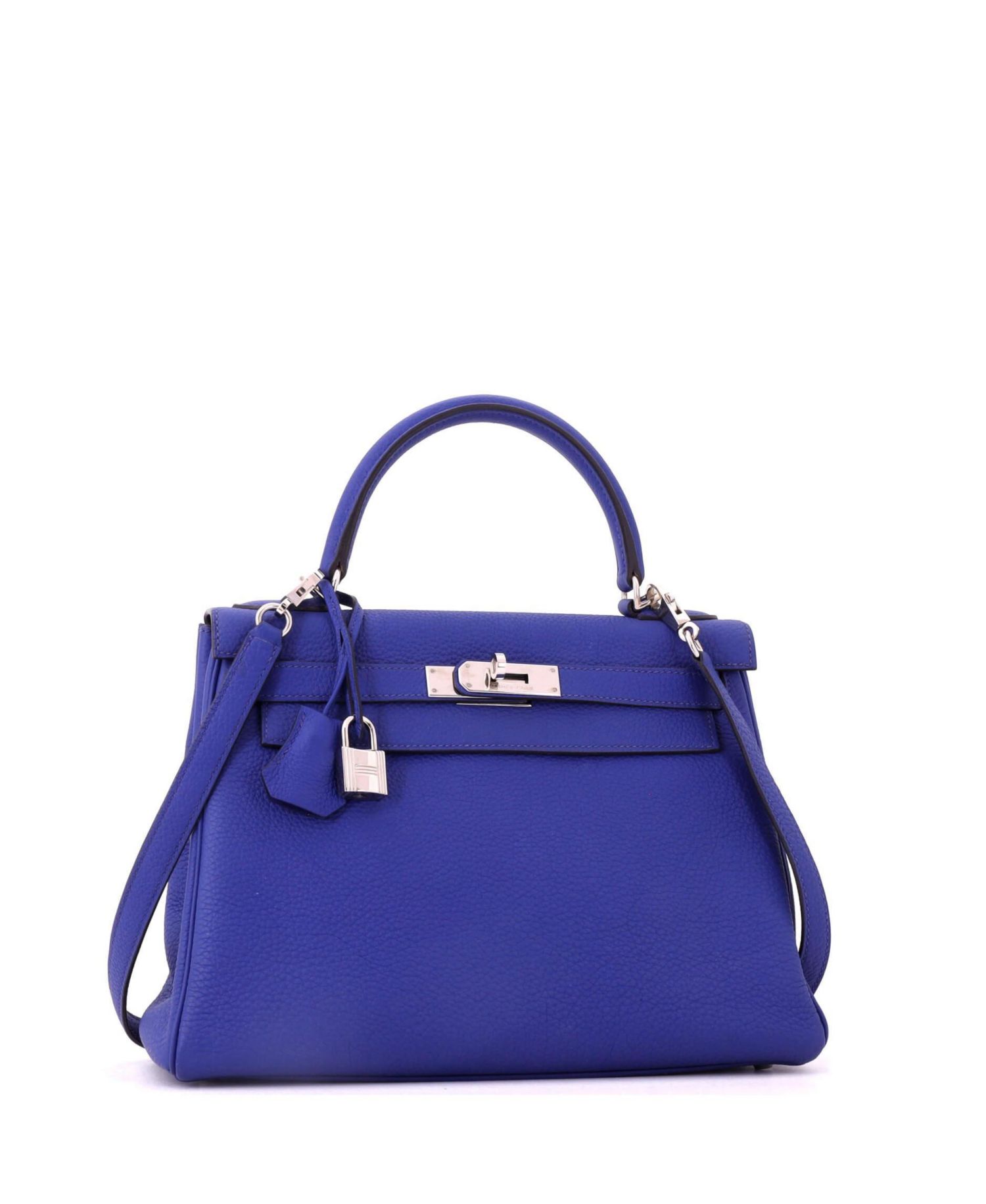 Kelly 28 Handbag Blue Togo with Palladium Hardware