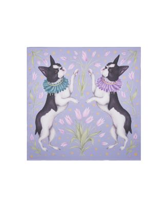 Women's Catherine Rowe Pet Portraits Frenchie Silk Square Scarf