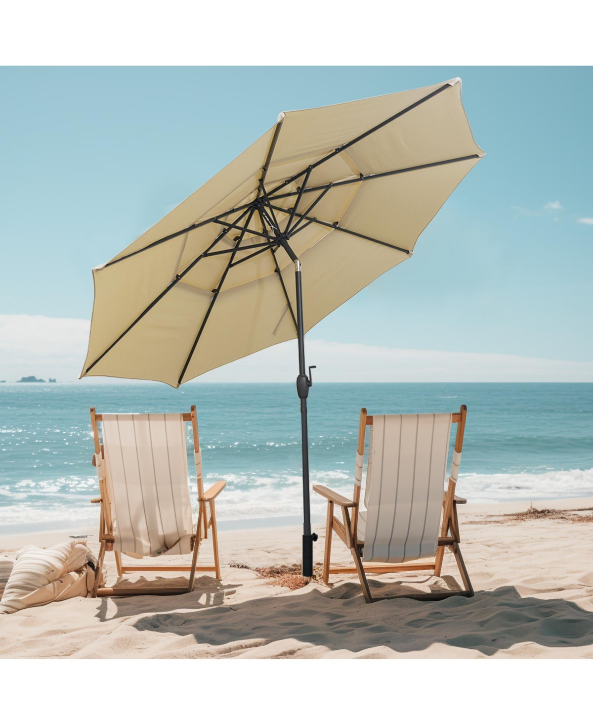 Sugift 10 feet 3 Tier Vented Patio Umbrella with Push Button Tilt