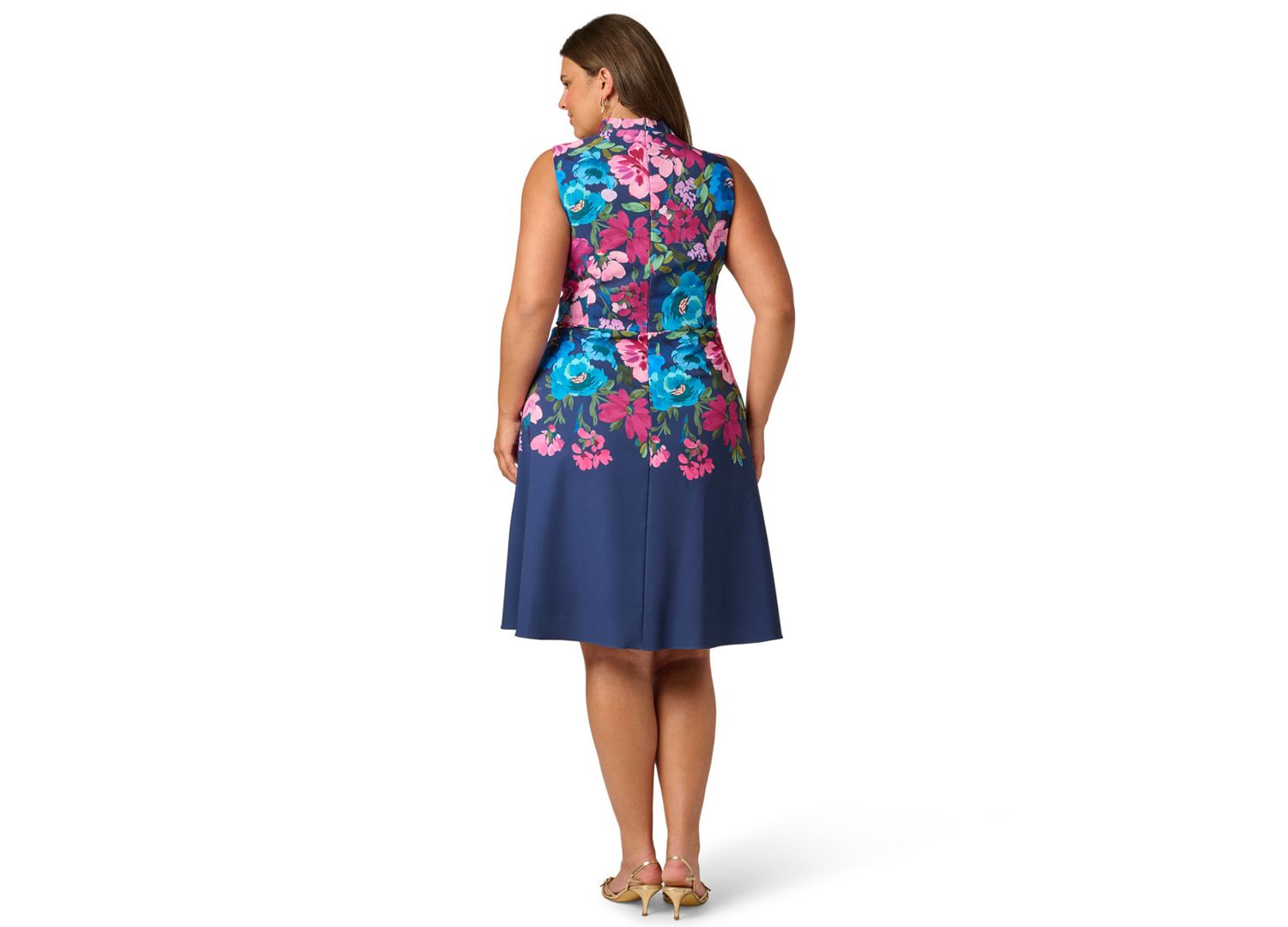 Plus Size Printed V-Neck Sleeveless Midi Dress