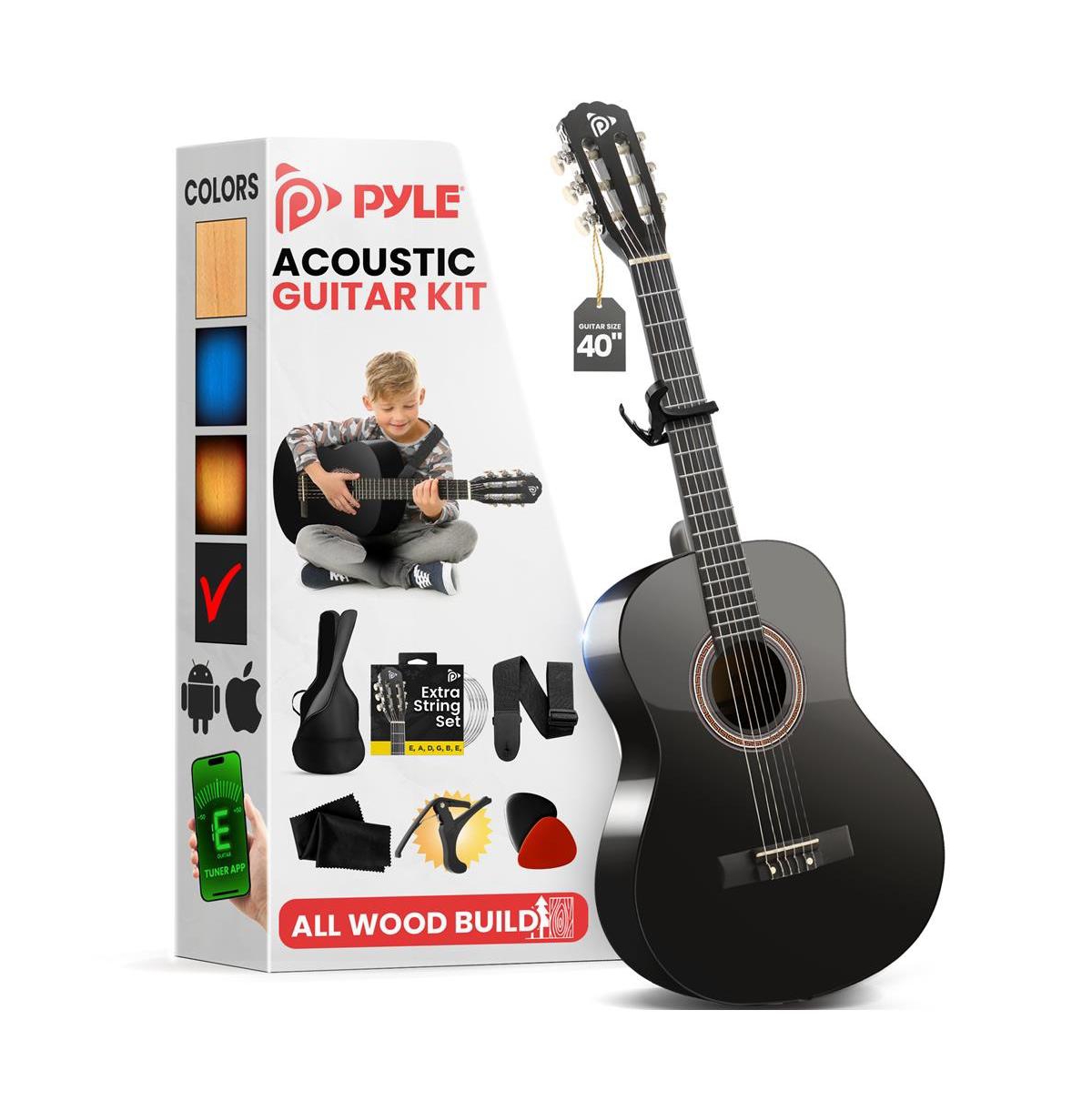 Pyle 39" 6-String Classical Acoustic Guitar for Beginners & Adults with Accessory Kit