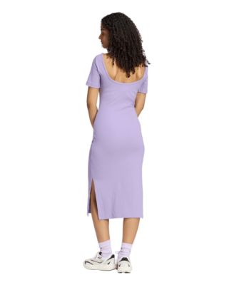adidas ribbed dress adidas KIT SMALL LOGO RIB DRESS Purple Cotton XS