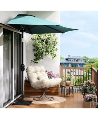 Half Patio Umbrella with Smooth Crank Lift, Shade Canopy for Patio, Backyard, Garden (No Base)