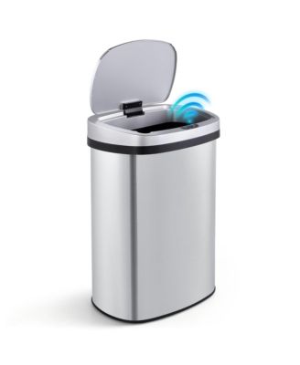 13 Gal./50 Liter Stainless Steel Oval Motion Sensor Trash Can for Kitchen