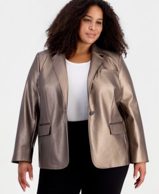 Plus Size Notch-Collar Long-Sleeve Blazer