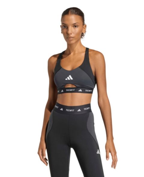 Бра Training, средняя поддержка, колорблок — adidas, цвет: Чёрный / Карбоновый