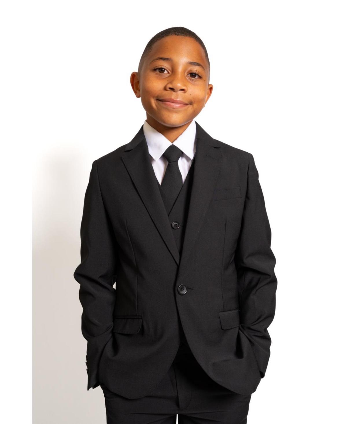 Peanut Butter Collection Big Boys Luxor Slim Fit Wool Blend 5-Piece Shirt, Tie, Jacket, Vest and Pants Suit Set