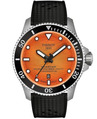 Men's Seastar Black Rubber Strap Watch 44mm