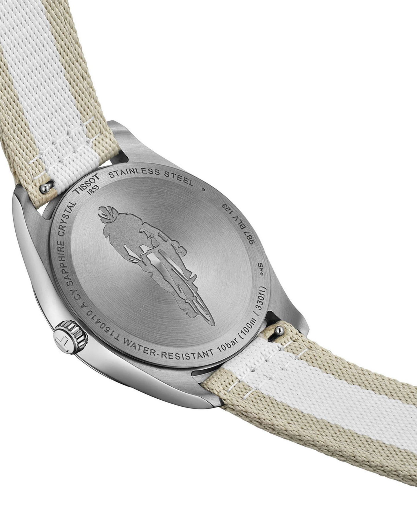 Мужские часы Tissot Bicolor, Beige & White Textile Strap Watch 40mm — фото 6