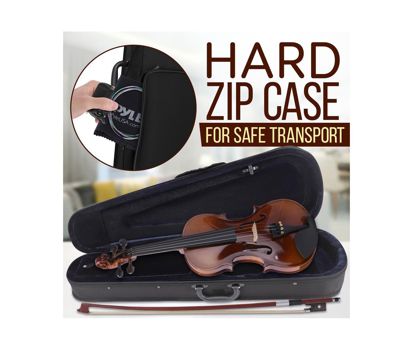 Детские игрушки Pyle 1/2 Size Beginner Violin Starter Kit, Ages 7+ — фото 7