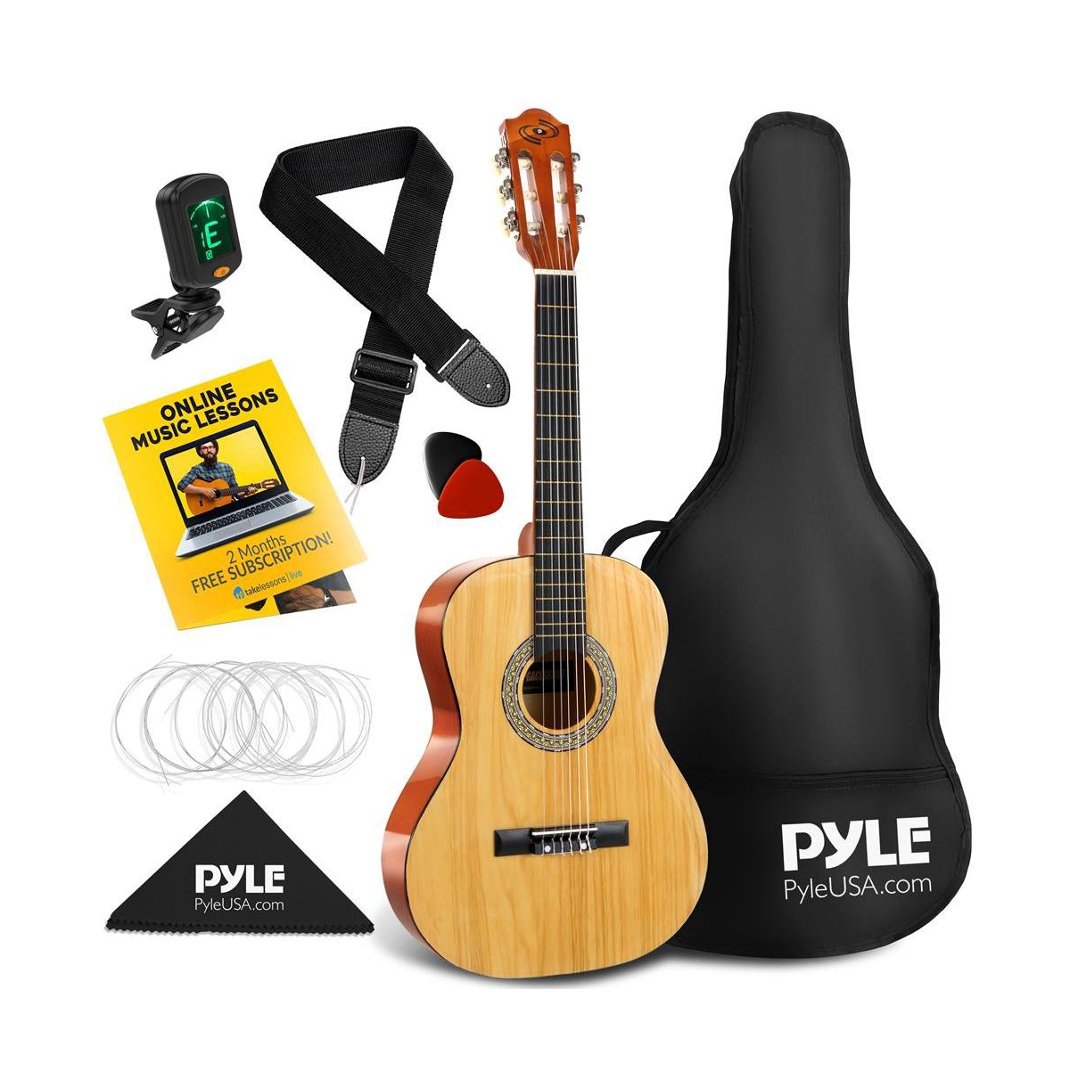 Pyle Left-Handed 3/4 Size Beginner Acoustic Guitar Kit - 36" Junior All Wood Instrument for Kids & Adults
