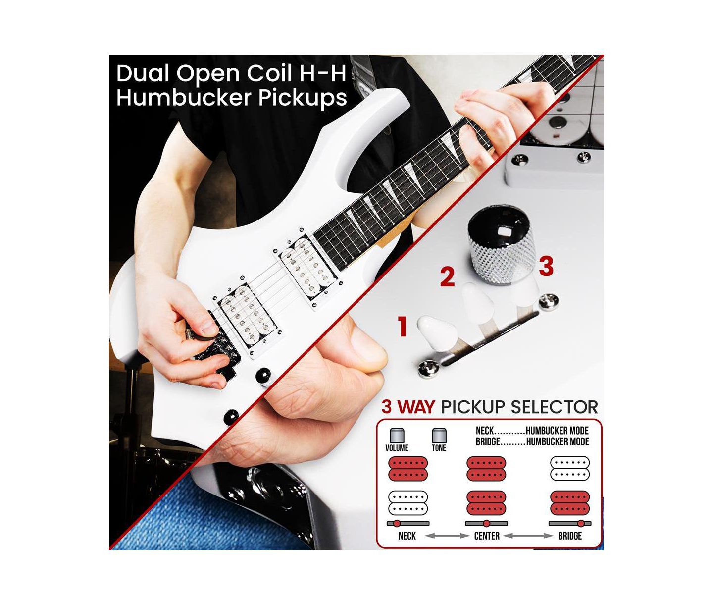Детские игрушки Pyle 6-String Electric Guitar Kit - Includes Amplifier, Digital Tuner, and Accessories — фото 5