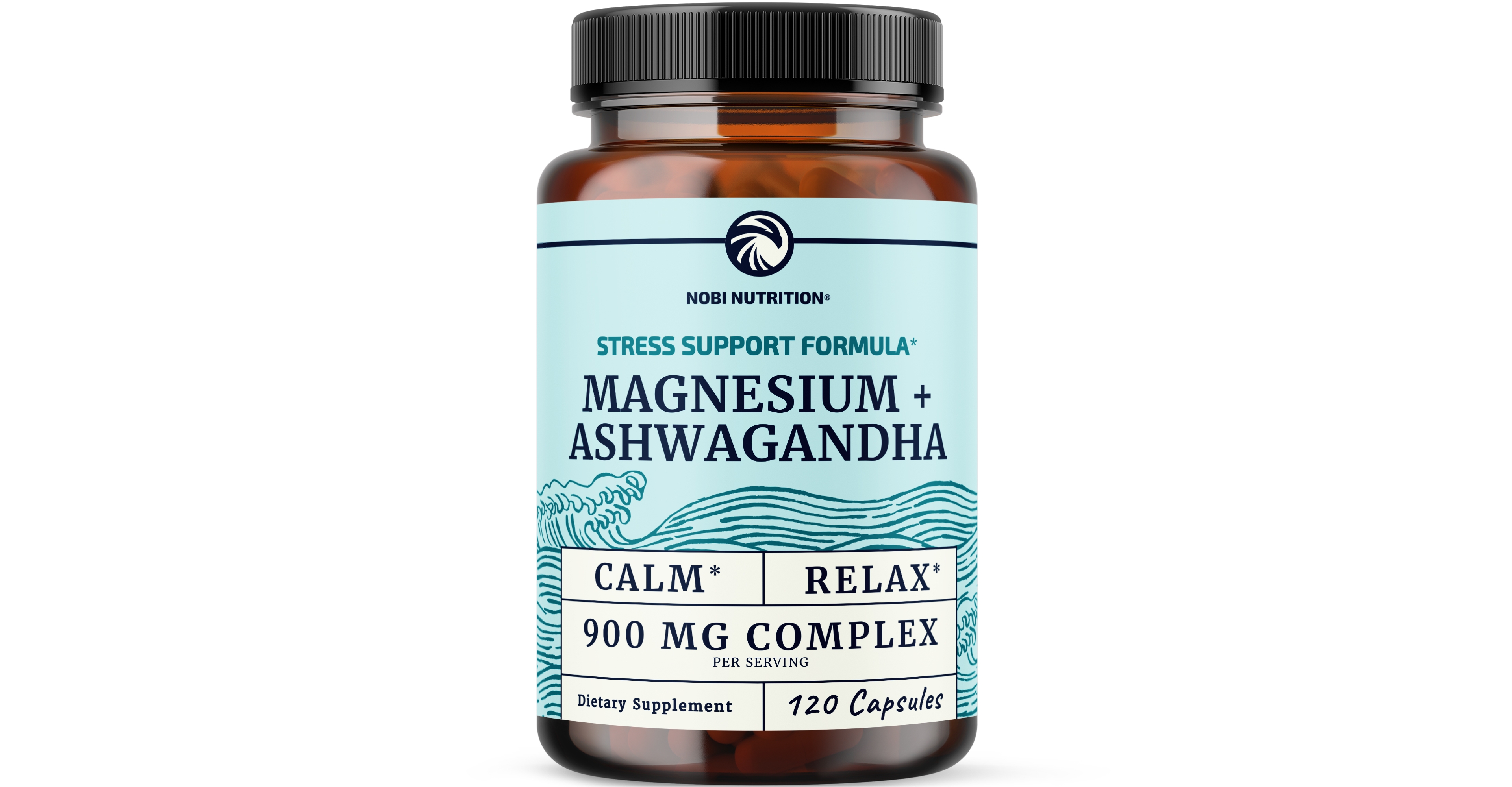 Nobi Nutrition Magnesium and Ashwagandha Capsules 120 Count