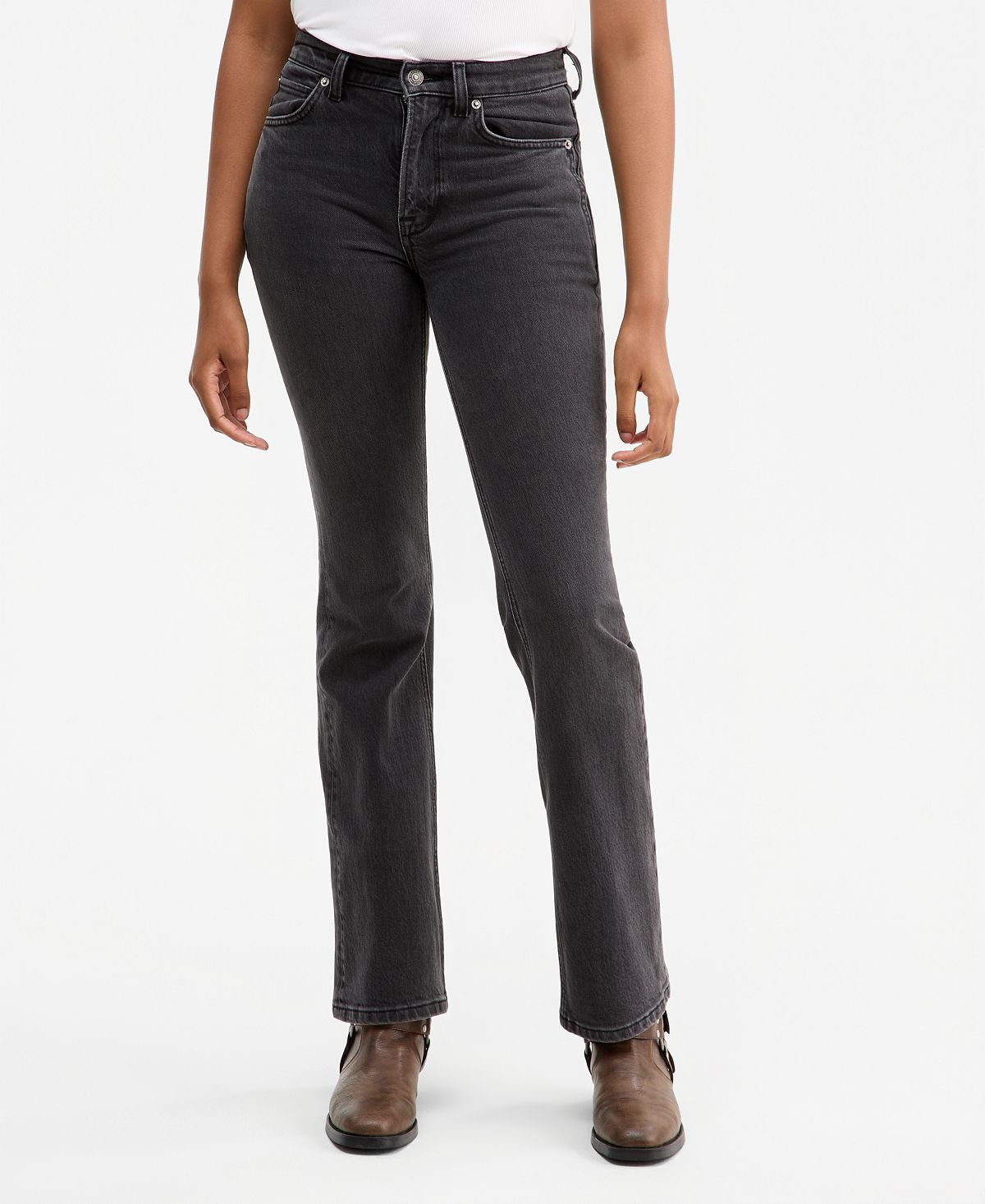 Free People Women's Double Knot Cotton High-Rise Bootcut Jeans view 3 — MAYCSS fashion products
