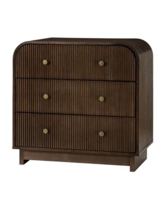 Melisa Modern  3-Drawer Fluted Curved End Table with Charging