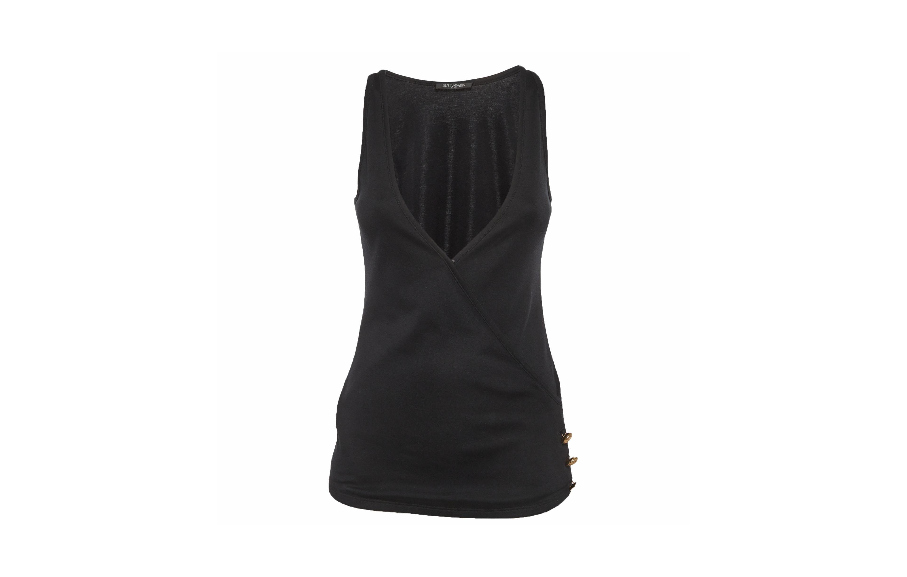 Pre-Owned Balmain Women's Jersey V-Neck Crossover Top