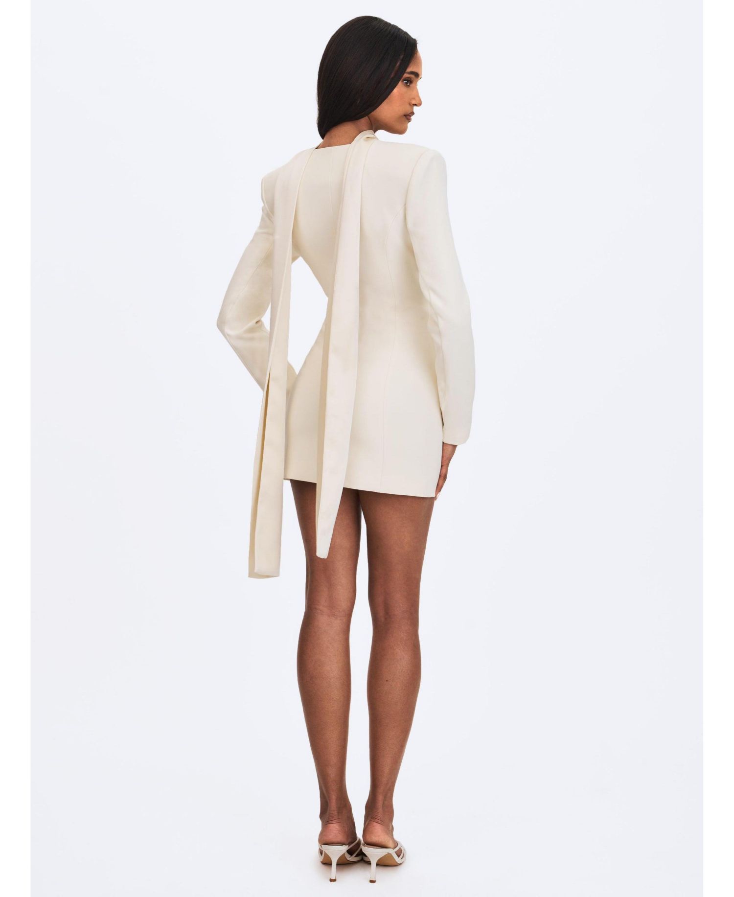 Women's Jeannie Cream Blazer Mini Dress with Scarf