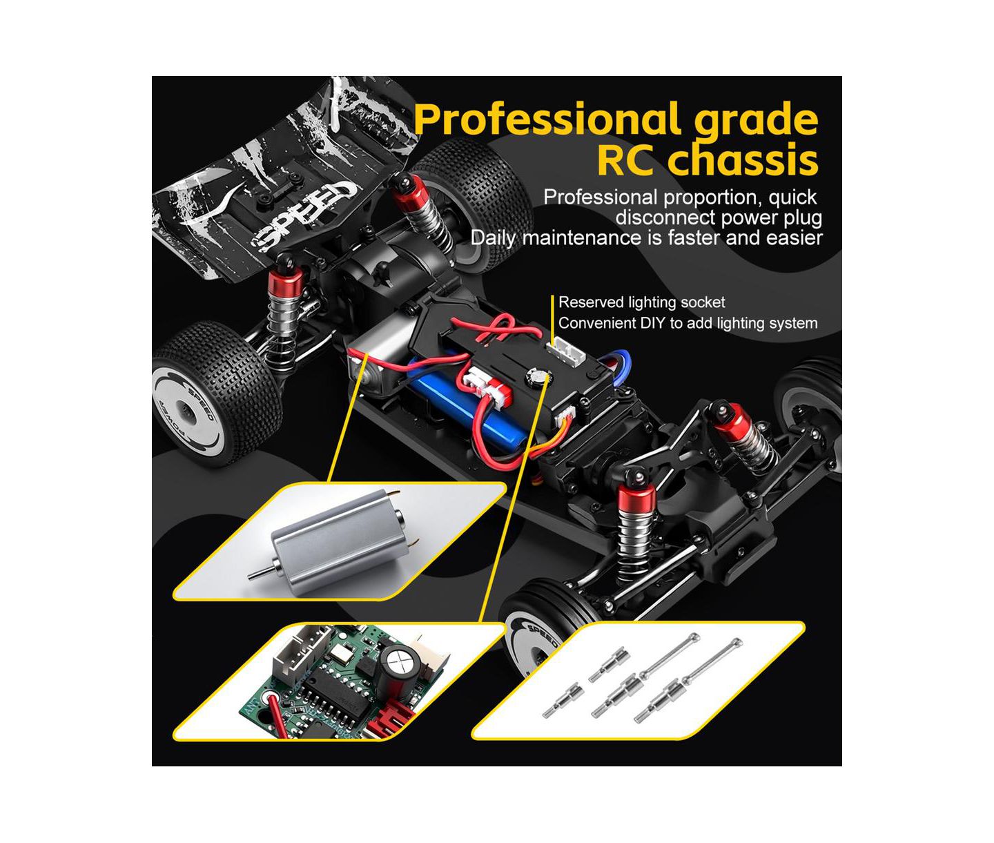 Детская игрушка Bruce & Shark 1:24 Scale Off-Road 3-Speed RC Car, цвет: Чёрный — фото 4