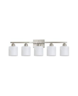 5 Light Brushed Nickel Modern Bathroom Light Fixture Vanity Light Over Mirror Wall Sconce Frosted Glass Shades E26 Socket Bulbs Not Included