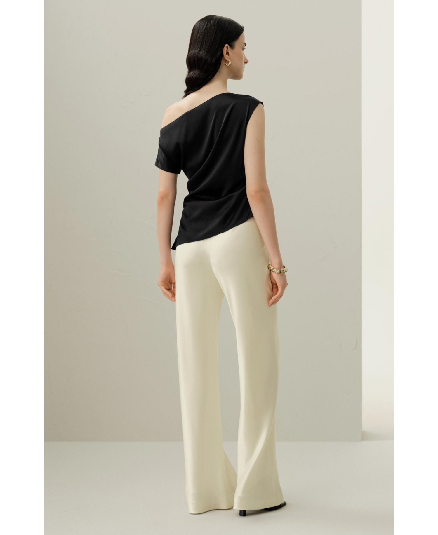 Women's Stretch Charmeuse Asymmetric Top