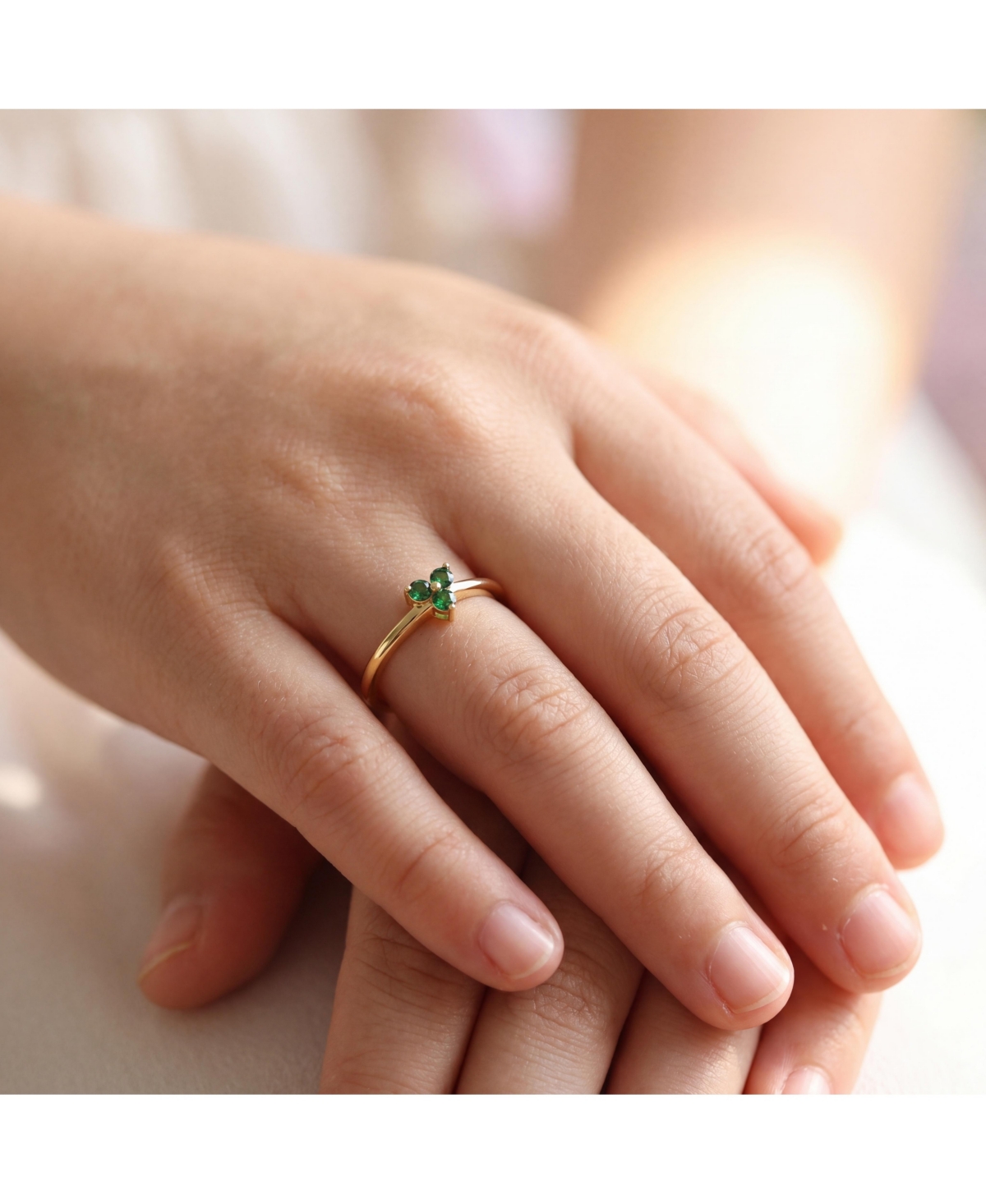 GiGiGirl 14k Gold Plated with Triple Green or Pink Cubic Zirconia Ring