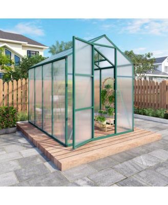 6.5 Feet Wood Polycarbonate Cold Frame Greenhouse for Outdoor Garden Storage