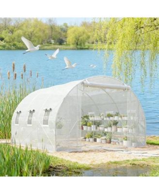 9.7 x 11.3 x 6.4 FT Walk In Tunnel Greenhouse PE Cover Steel for Outdoor Garden