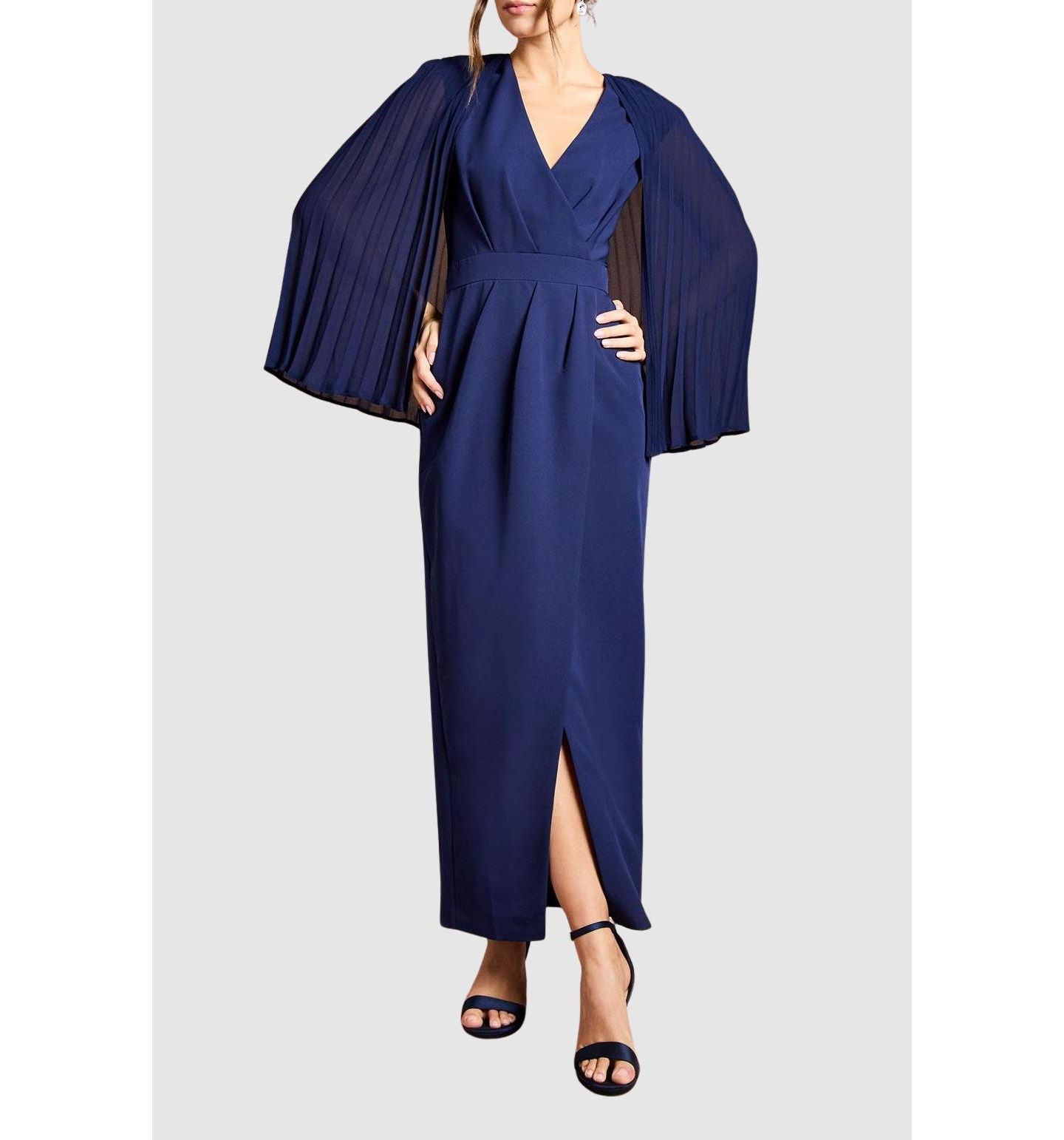 Женское платье Coast Pleated Cape Detail Crepe Pencil, цвет: Тёмно-синий — фото 6