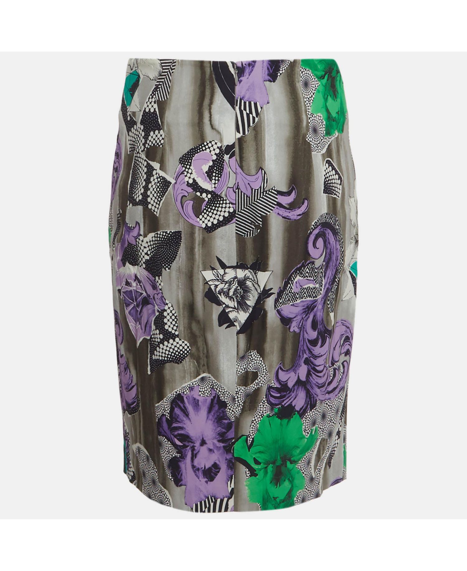 Women's Collection Multicolour Abstract Print Stretch Crepe Pencil Skirt