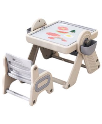 6 in 1 Children Table and Chair Set with Folding Art Easel