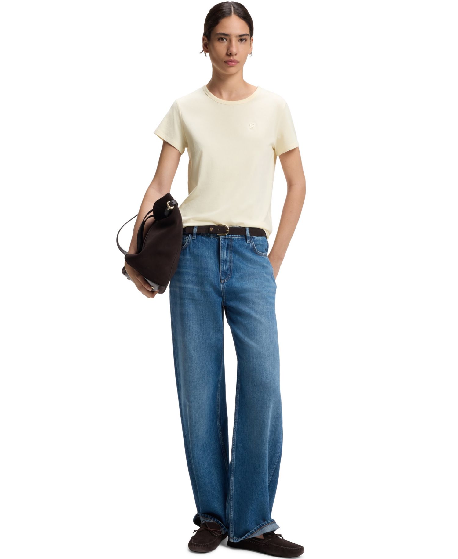 BOSS by Women's Cotton-Silk Blend Slim-Fit T-Shirt