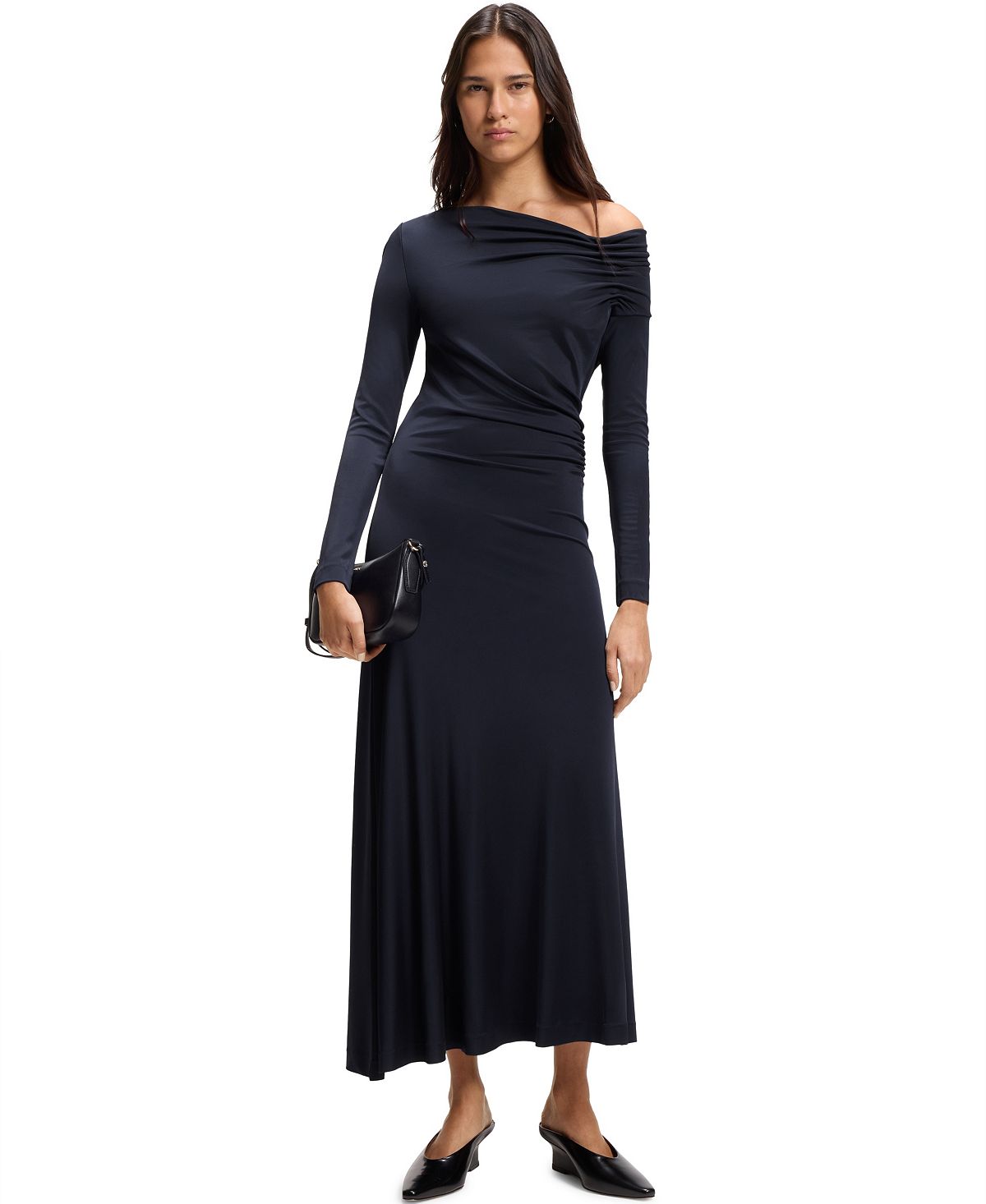 BOSS by Hugo Boss Women's Asymmetric Neckline Long-Sleeved Dress view 1 — MAYCSS fashion products