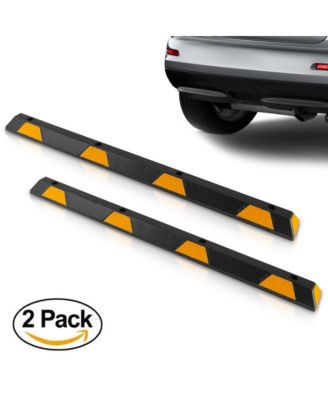 Vehicle and Car Tire Stops, Heavy-Duty Rubber Blocks, Set of 2